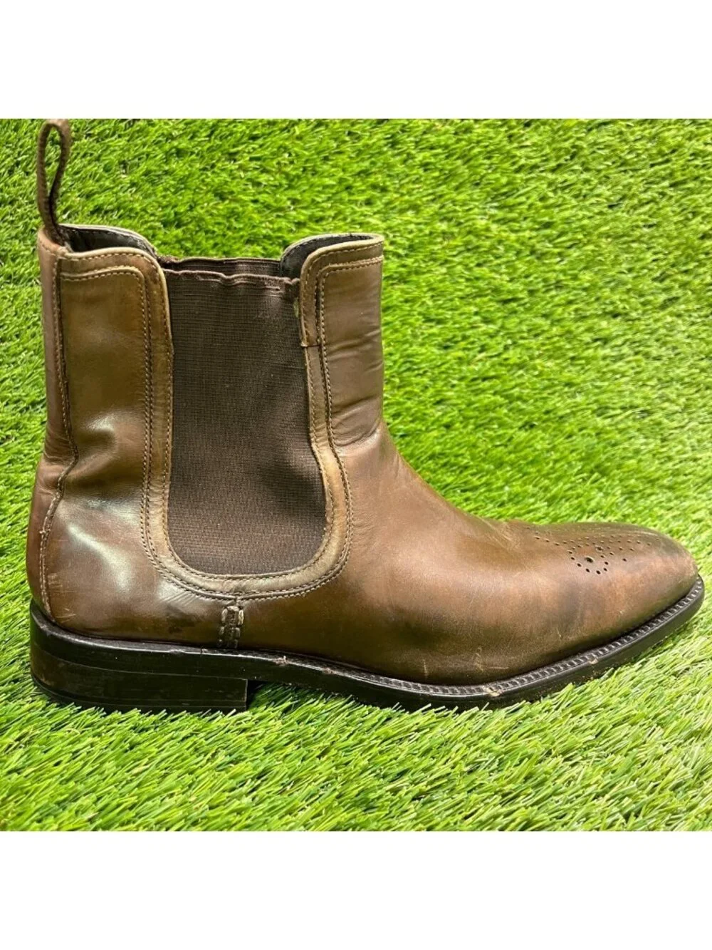 Cole Haan Mens Size 9.5 Brown Classic Outdoor Leather Pull On Chelsea Boots